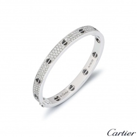 Cartier White Gold Pave Diamond & Ceramic Love Bracelet Size 16 N6032416 Cartier White Gold Pave Diamond & Ceramic Love Bracelet Size 16 N6032416
